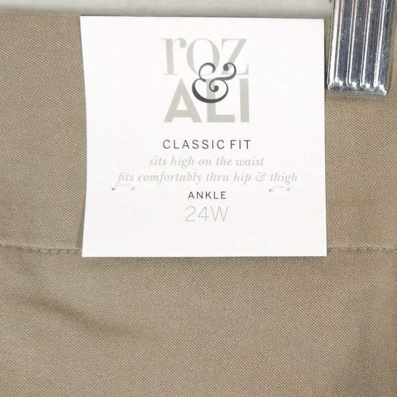 NWT 24/24W Roz & Ali Rayon-Blend Tan Ankle Pants - Picture 6 of 7